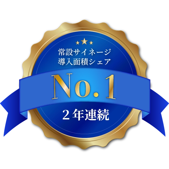 常設サイネージ導入面積 シェア2年連続No.1